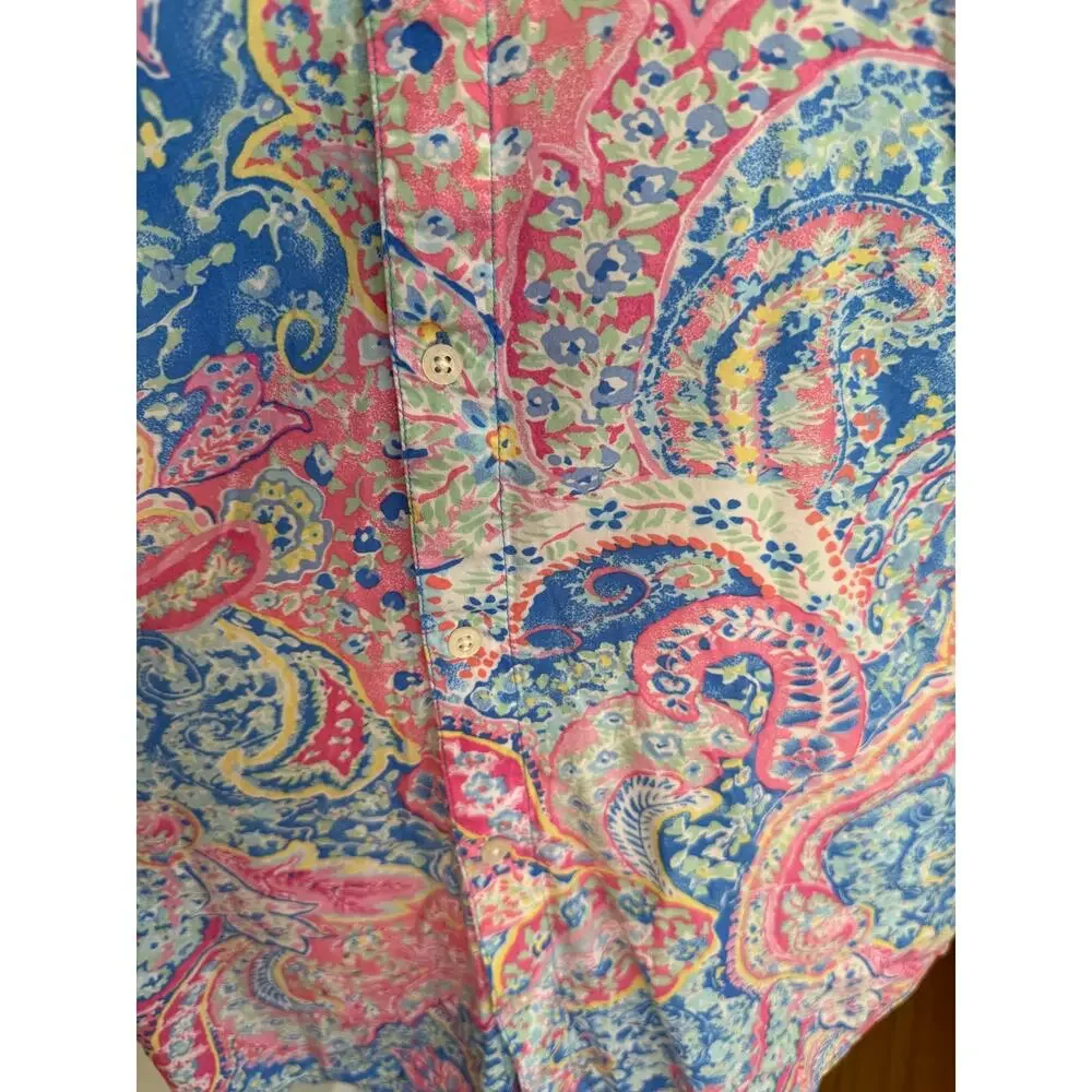 Lauren Ralph Lauren Paisley Sleep Shirt Beach Cover Up Medium Embroidered RL